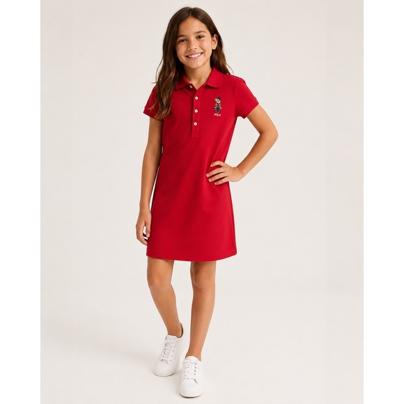 Polo Ralph Lauren Other - Polo Ralph Lauren Girls Red Polo Bear Stretch Mesh Dress Tennis dress XL 16 New